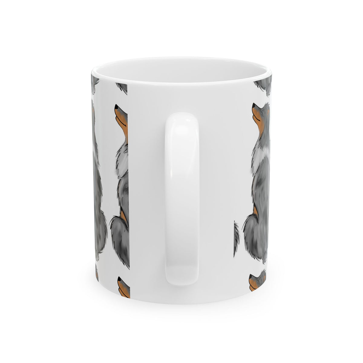 Australian Shepherd Pattern Ceramic Mug – Cute Blue Merle Dog Coffee Cup 11oz   Item #500732