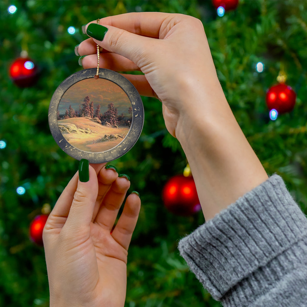 Winter Scene Ceramic Disc Ornament           Item #349843