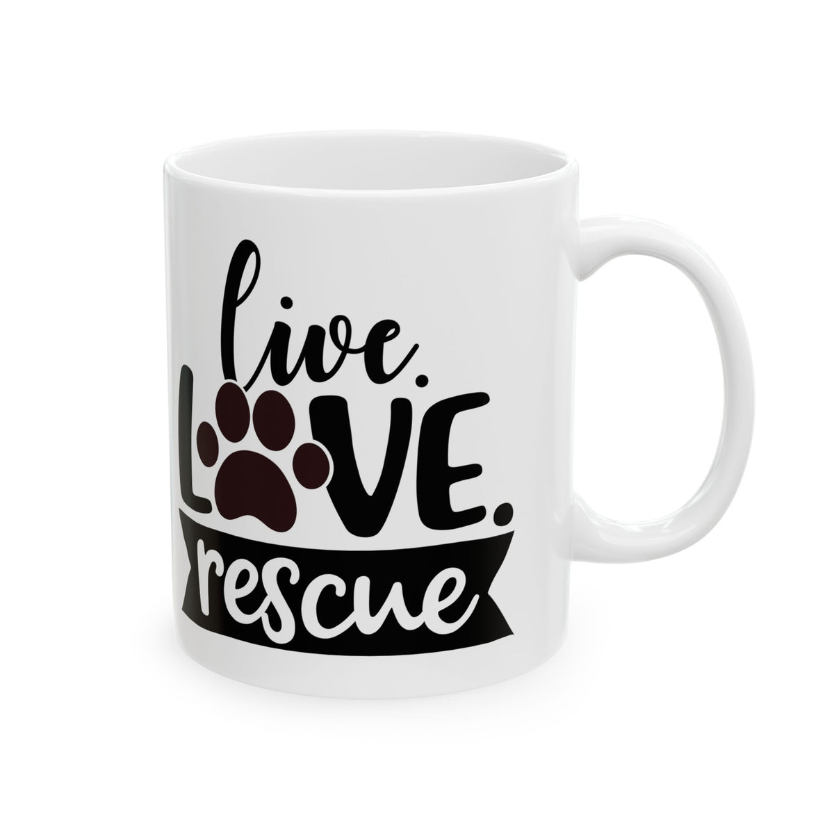 Rescue Paw Print Mug — Live Love Rescue Ceramic Coffee Cup 11oz   Item #354084