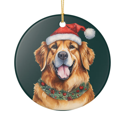 Christmas Golden Retriever Ceramic Ornament   Item #101161