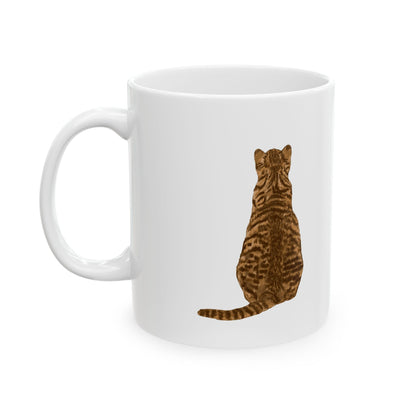 Tabby Cat Ceramic Mug — Cute Standing Ginger Cat Coffee Cup 11oz   Item #1012
