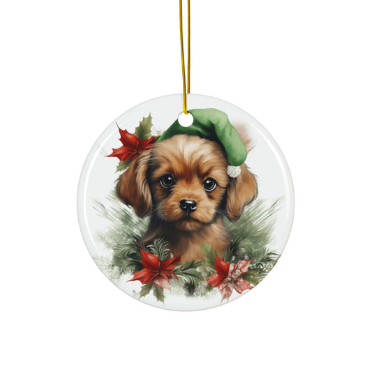 Christmas Dog Ceramic Disc Ornament             Item #2885741