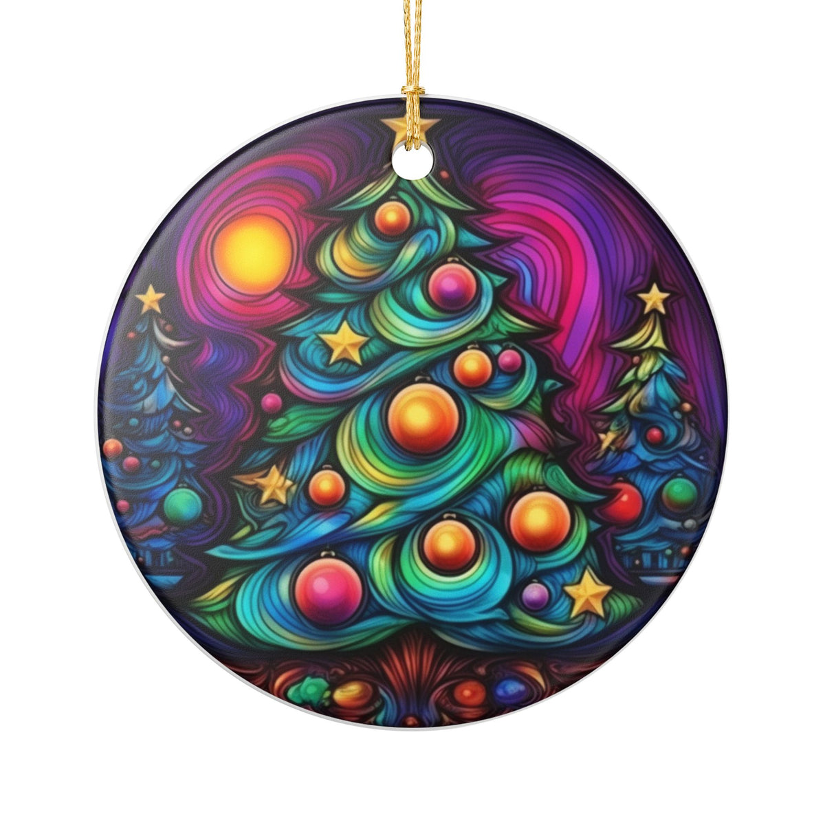 Colorful Cosmic Christmas Tree Ceramic Ornament   Item #437313