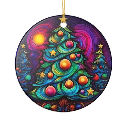 Colorful Cosmic Christmas Tree Ceramic Ornament   Item #437313