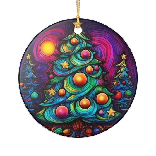 Colorful Cosmic Christmas Tree Ceramic Ornament   Item #437313