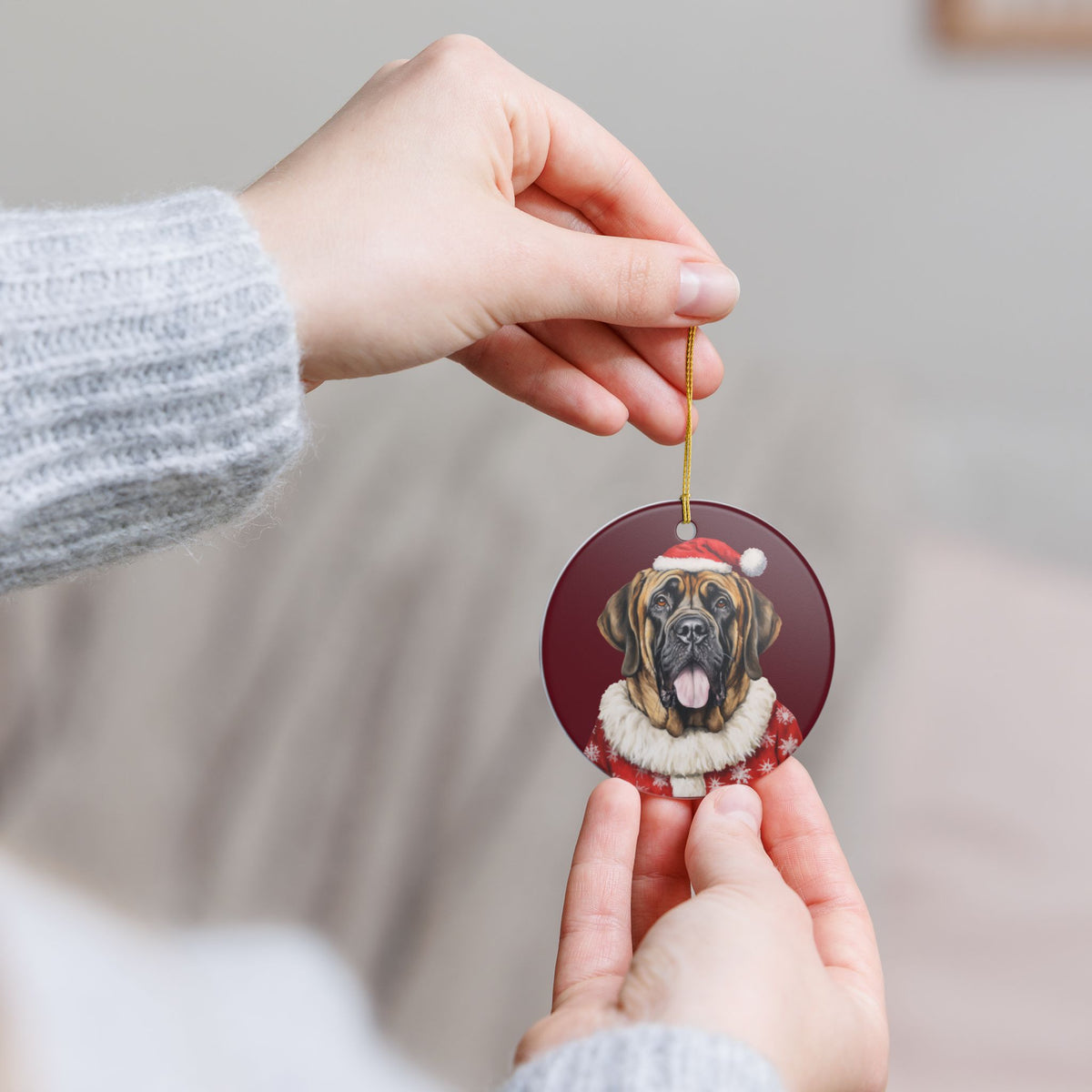 Christmas Mastiff Dog Ceramic Ornament   Item #882195