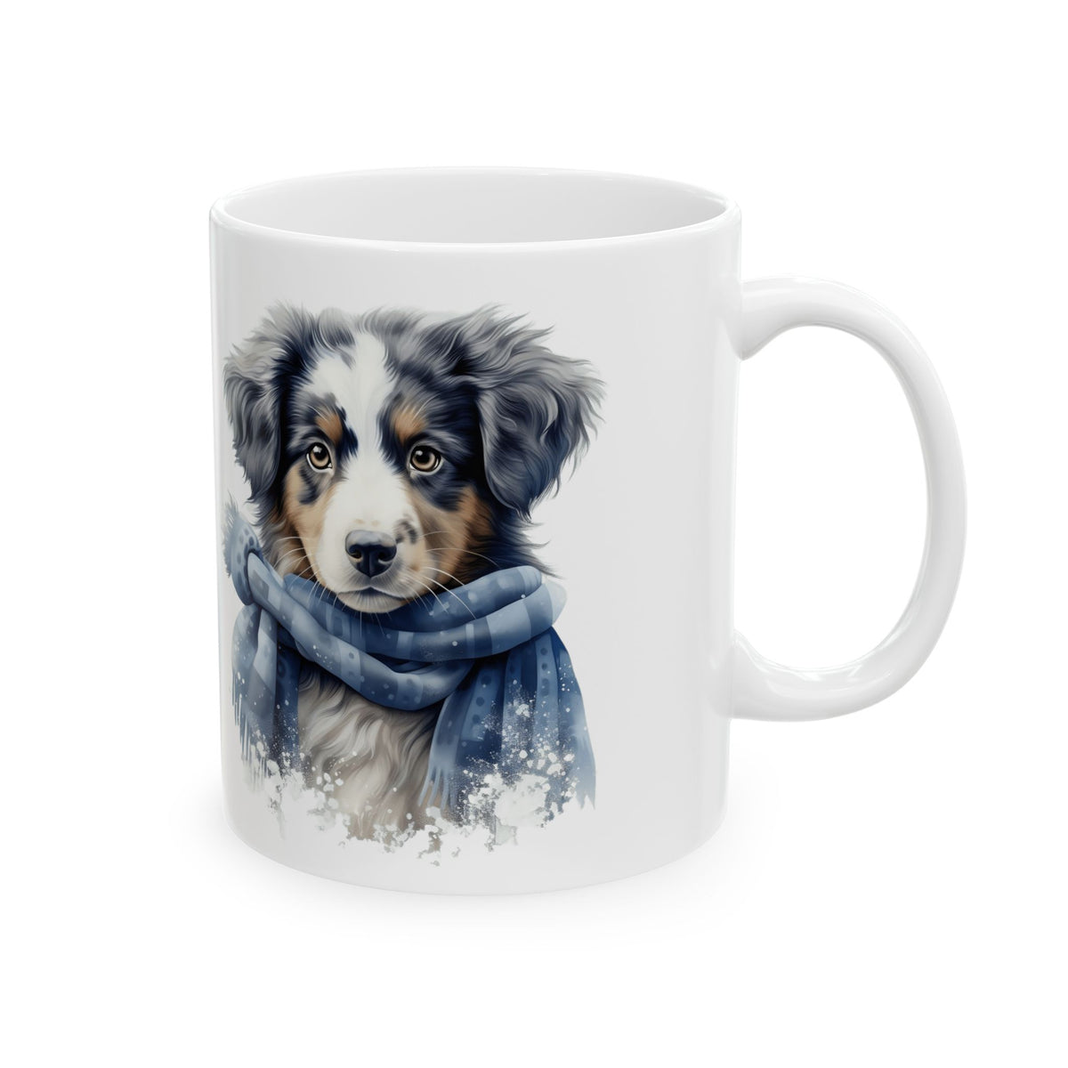 Winter Dog With Scarf Ceramic Mug – Cute Cozy Coffee Cup Gift 11oz   Item#72937