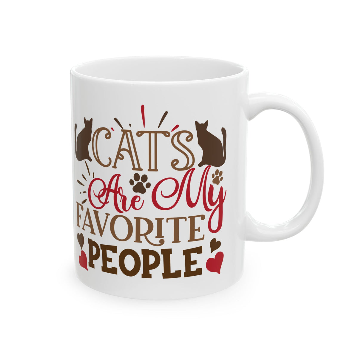 Cat's My Favorite People Ceramic Mug — Funny Cat Lover Coffee Cup 11oz   Item #407202