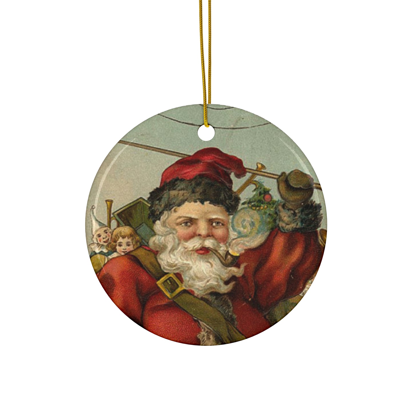 Santa Ceramic Disc Ornament           Item #167813