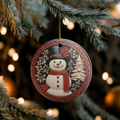 Ceramic Snowman Christmas Ornament   Item #355092