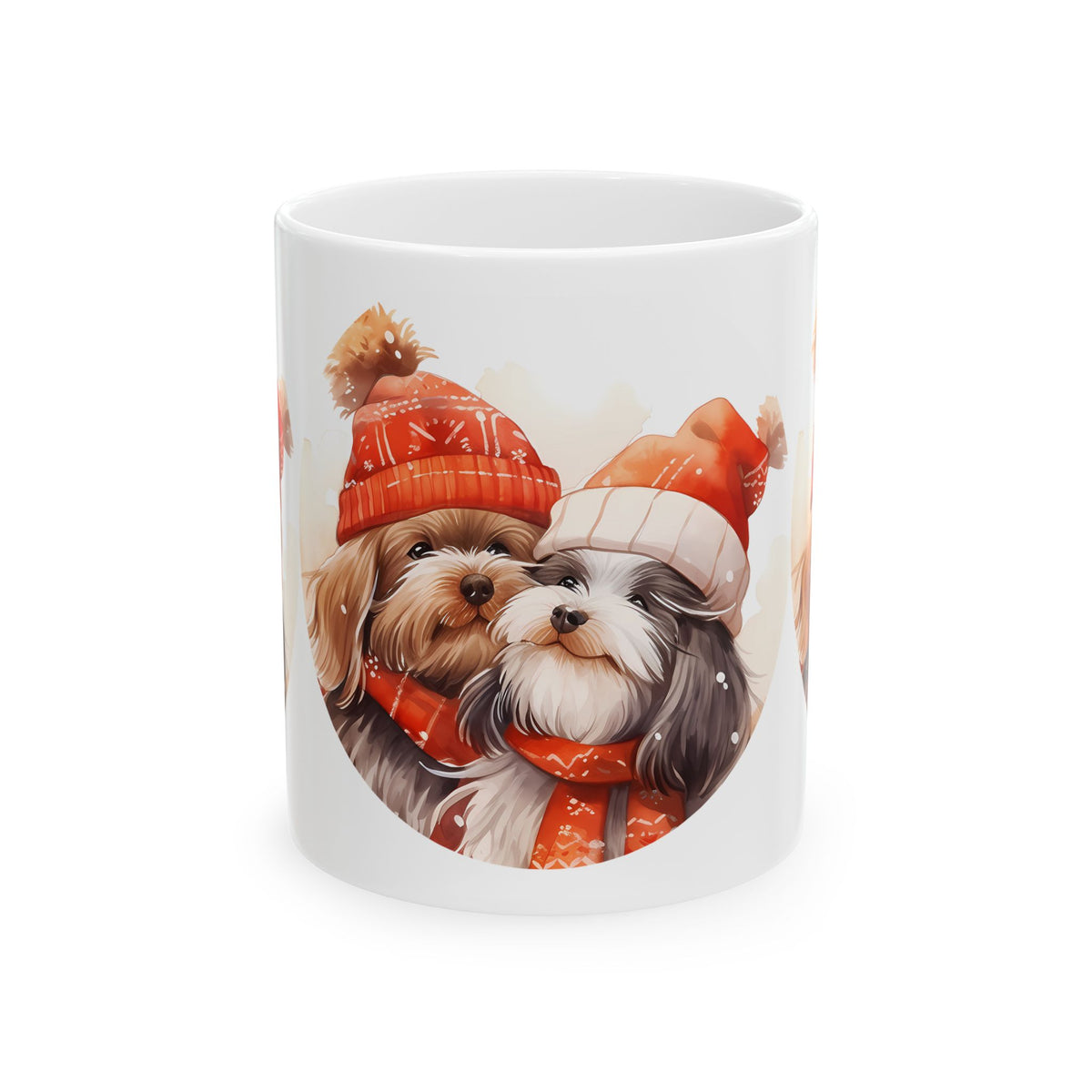 Winter Puppies Ceramic Mug – Cute Dogs in Knit Hats 11oz  Item #166669