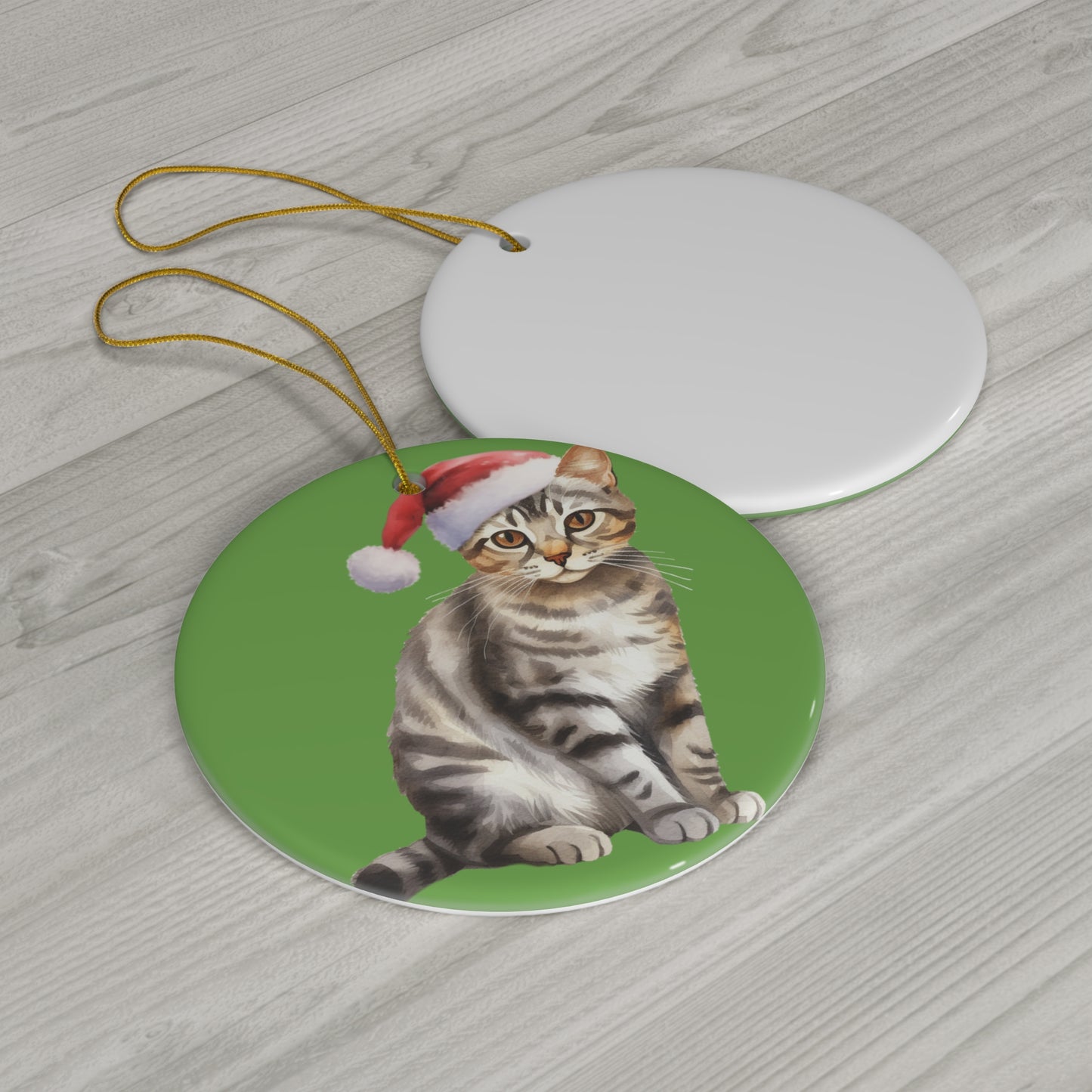 Ceramic Ornament - European Shorthair Xmas Cat    Item #136227