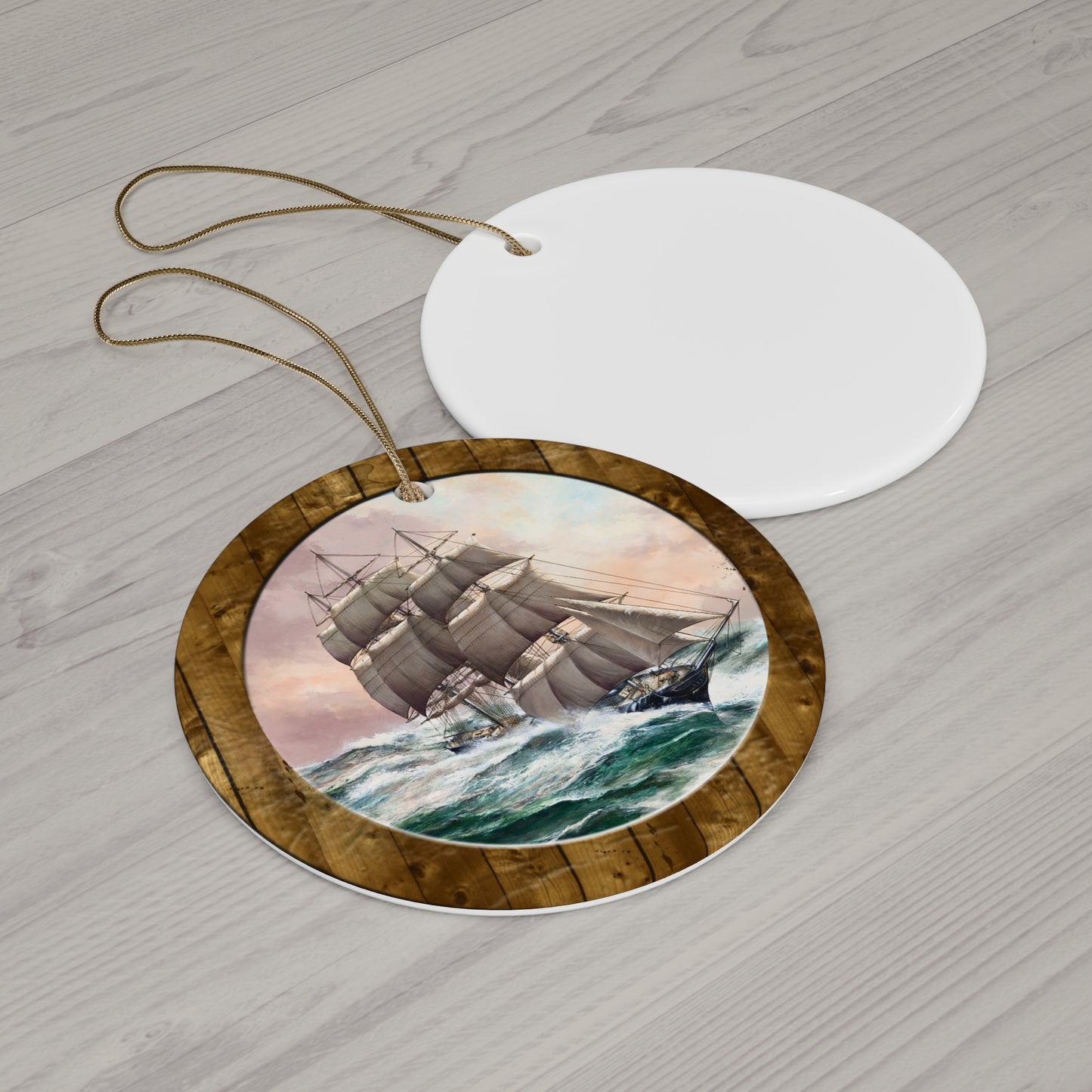 Sailing Ship Ceramic Disc Ornament     Item #8641742