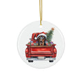 Doberman Pinscher Christmas Dog In Red Truck Ceramic Disc Ornament         Item #9414189