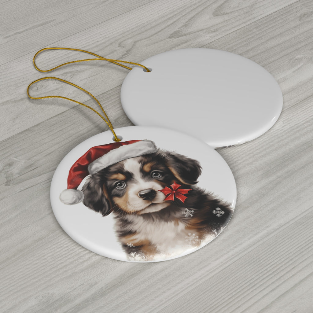 Christmas Dog Ceramic Disc Ornament                Item #981444 - Buckshot's Bargain Barn