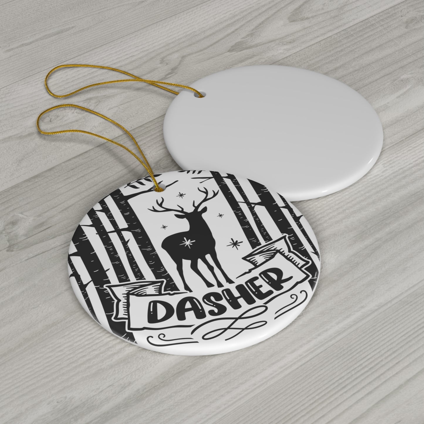 Dasher Ceramic Disc Ornament          Item #5277934