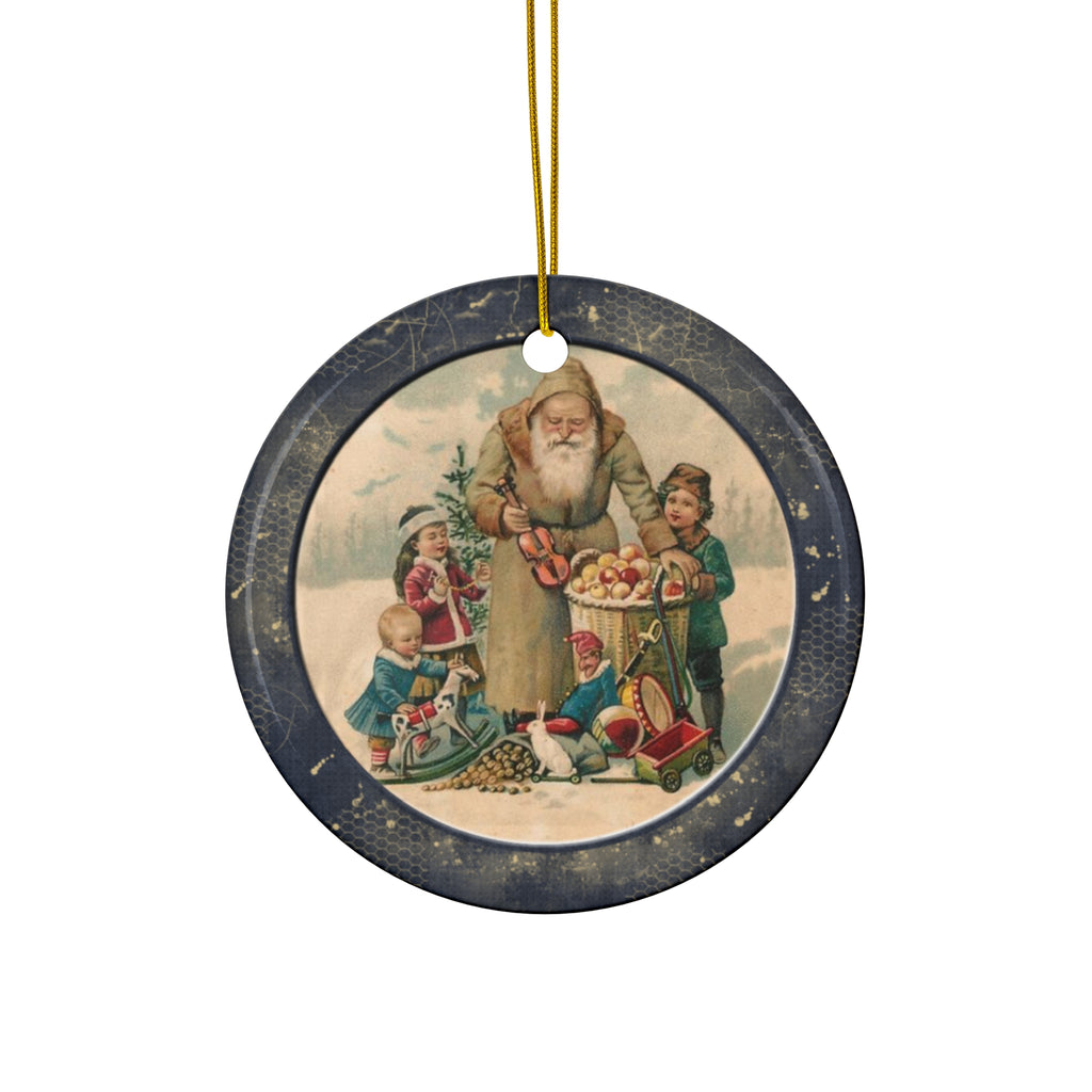 Santa With Kids Ceramic Disc Ornament     Item #854329 - Buckshot's Bargain Barn
