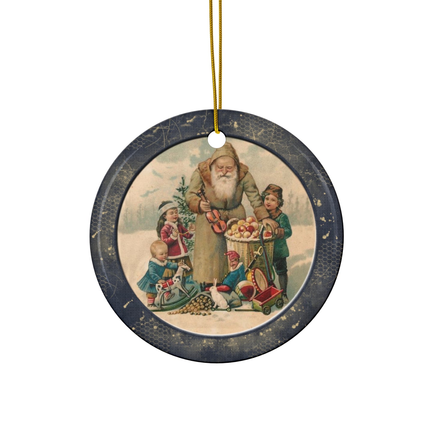 Santa With Kids Ceramic Disc Ornament     Item #854329