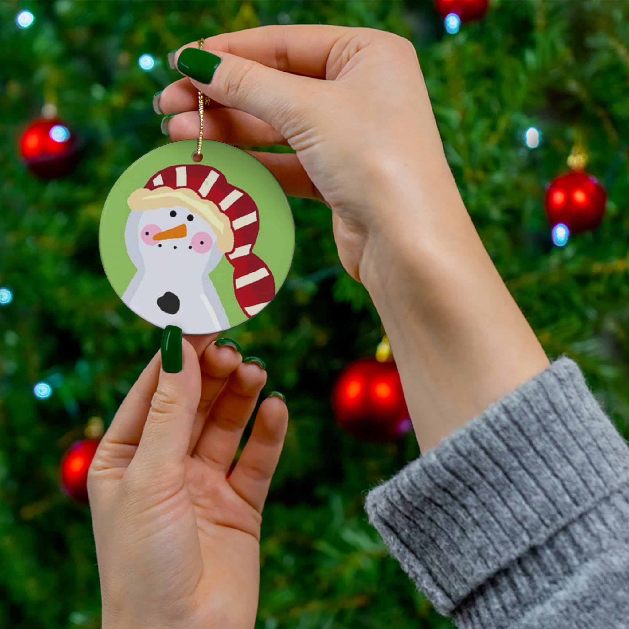 Snowman Ceramic Disc Ornament         Item #9874722 - Buckshot's Bargain Barn