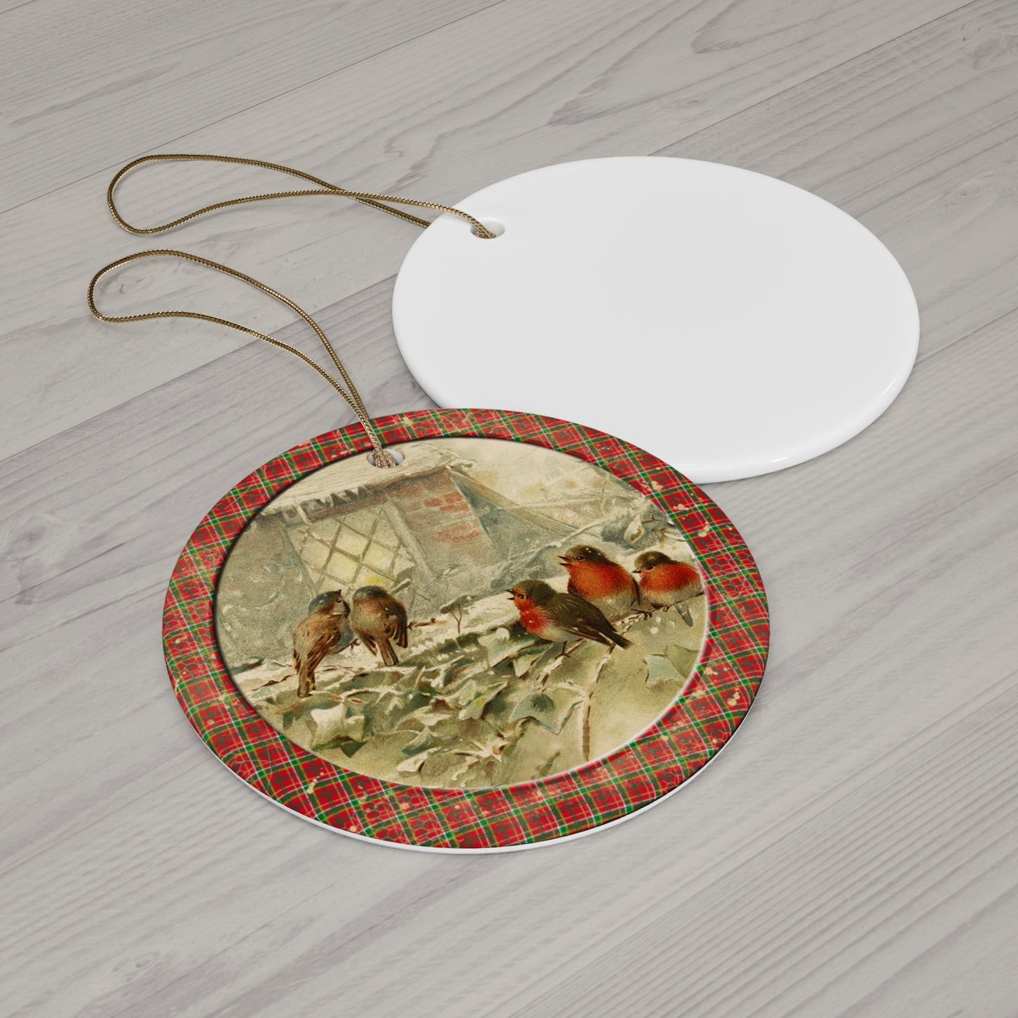 Christmas Birds Ceramic Disc Ornament     Item #4679335