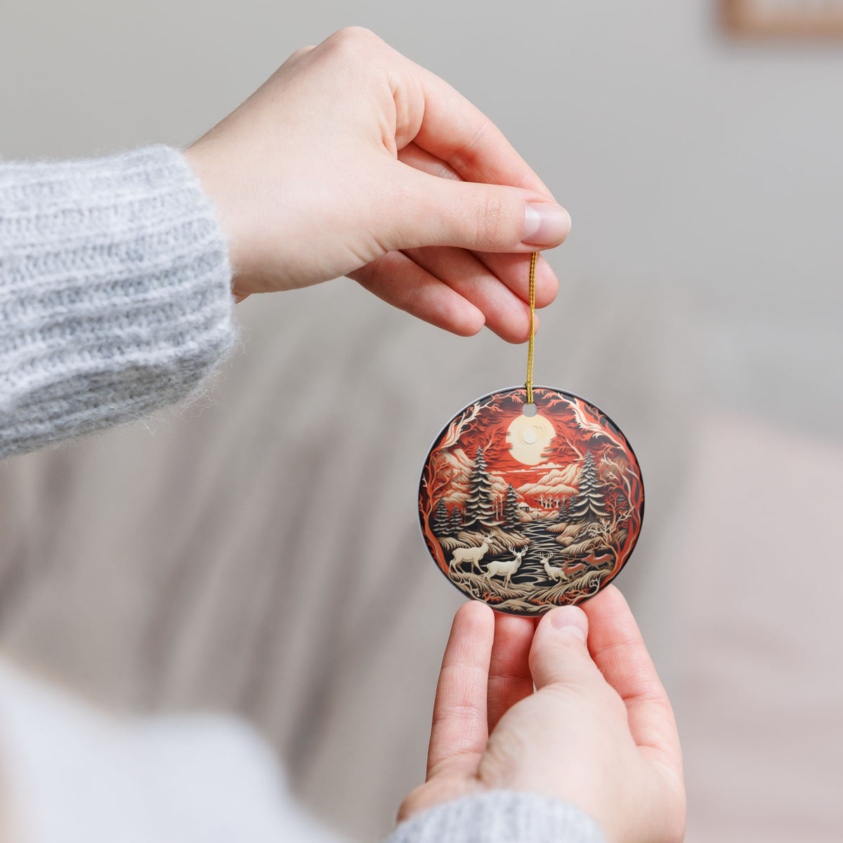 Ceramic Woodland Wildlife Christmas Ornament   Item #763638