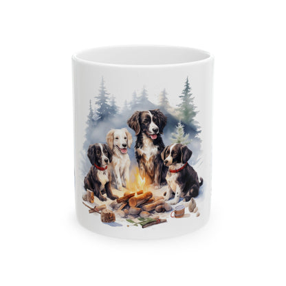 Dog Campfire Ceramic Mug — Cute Puppies by the Fire 11oz  Item #444698