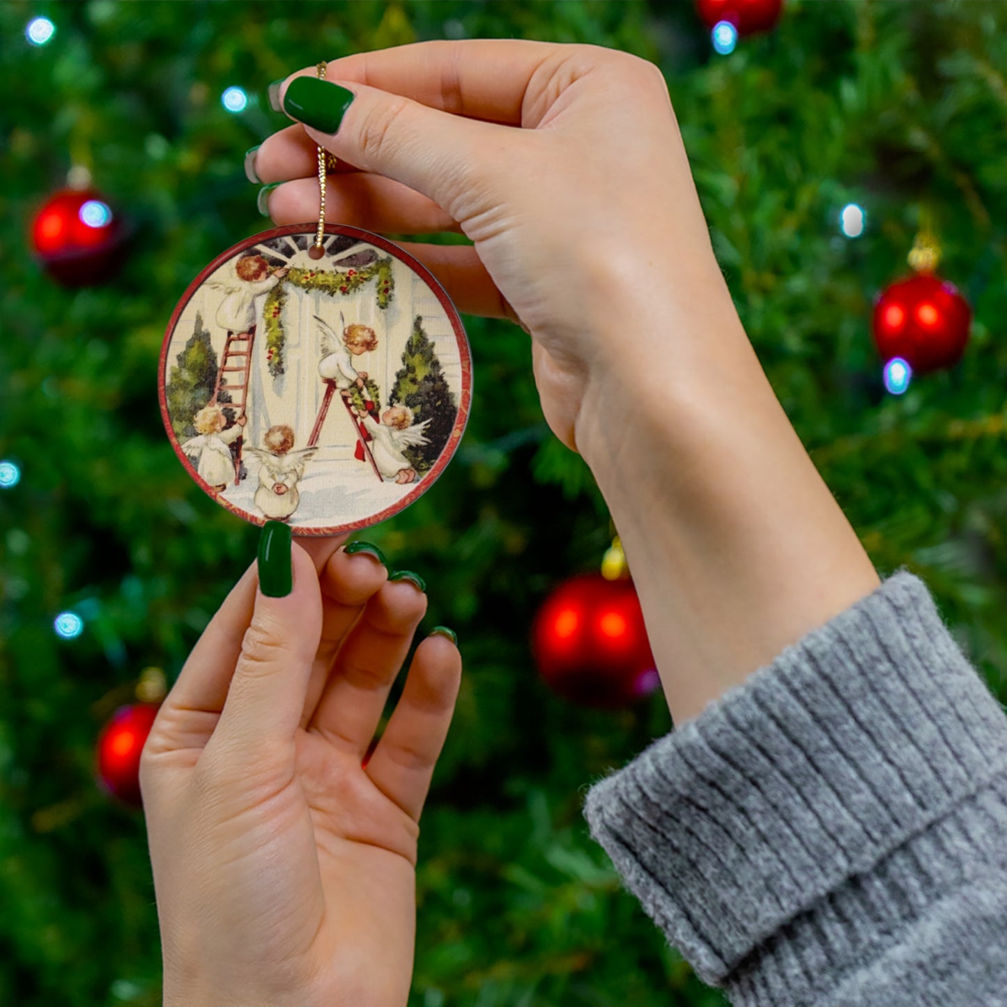 Christmas Scene Kids Ceramic Disc Ornament       Item #2755384