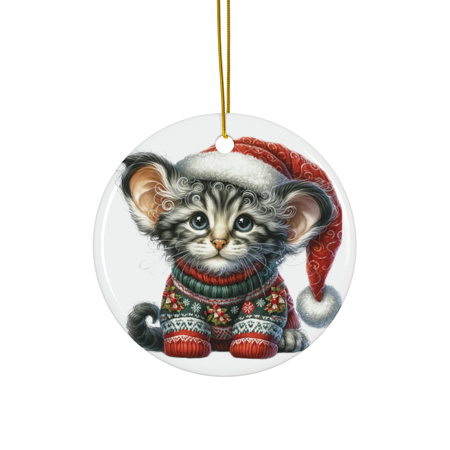 Ceramic Ornament - American Curl Christmas Kitten     Item #6254013