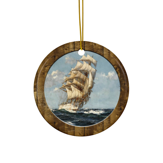 Sailing Ship Ceramic Disc Ornament      Item #5386098