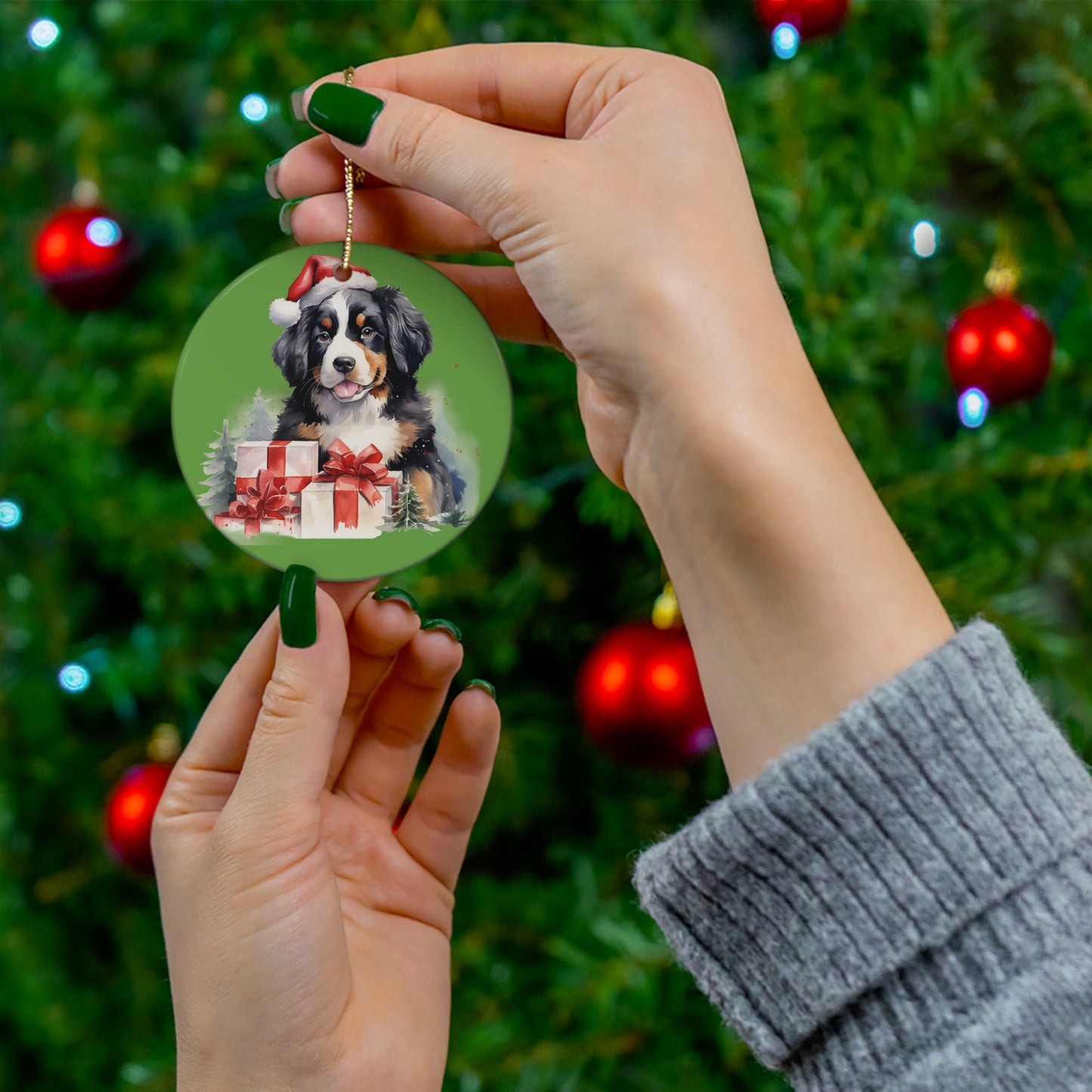 Ceramic Ornament - Christmas Bernese Mountain Dog      Item #6293975