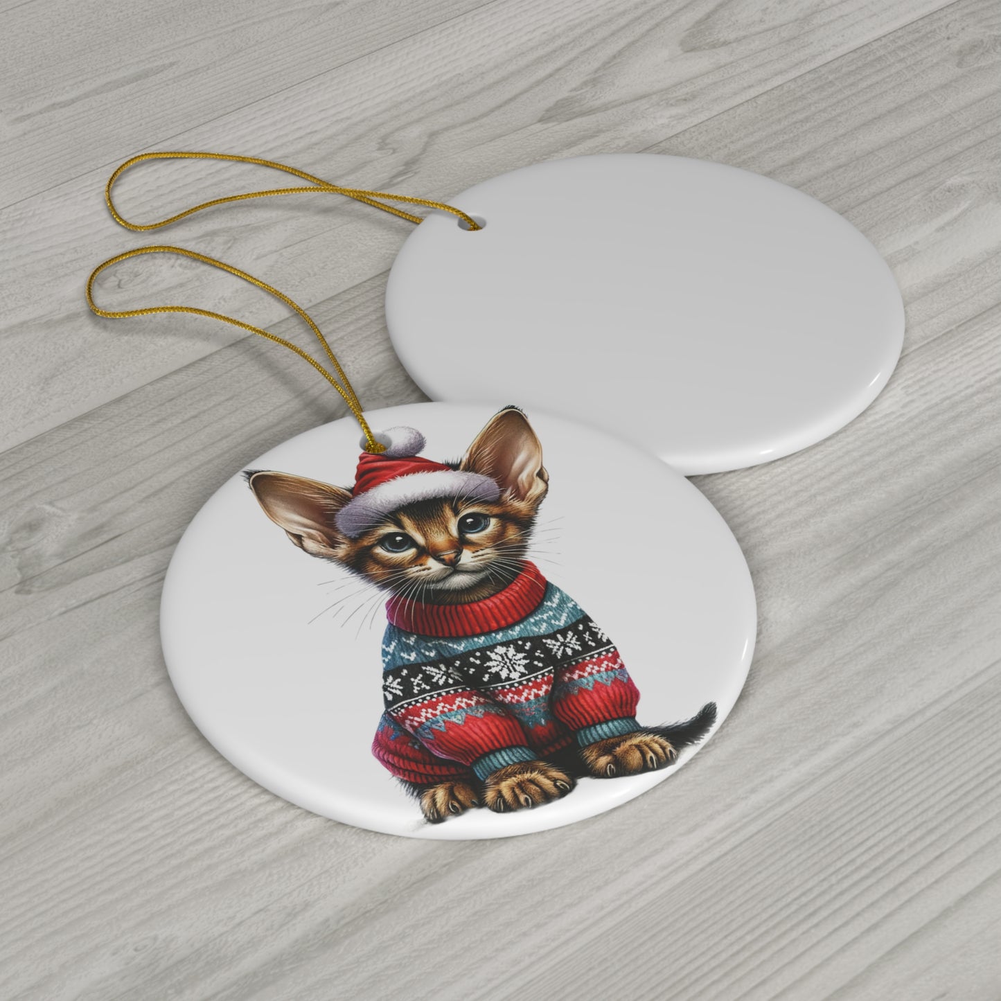 Ceramic Ornament - Chausie Christmas Kitten     Item #9724312