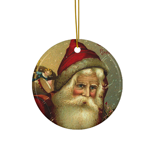 Santa Ceramic Disc Ornament          Item #418079