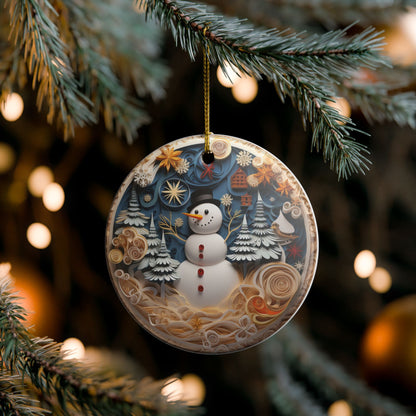 Winter Wonderland Snowman Ceramic Ornament   Item #370341