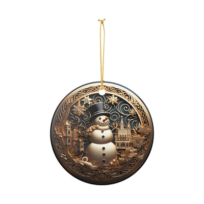 Snowman Winter Wonderland Ceramic Christmas Ornament    Item #378274