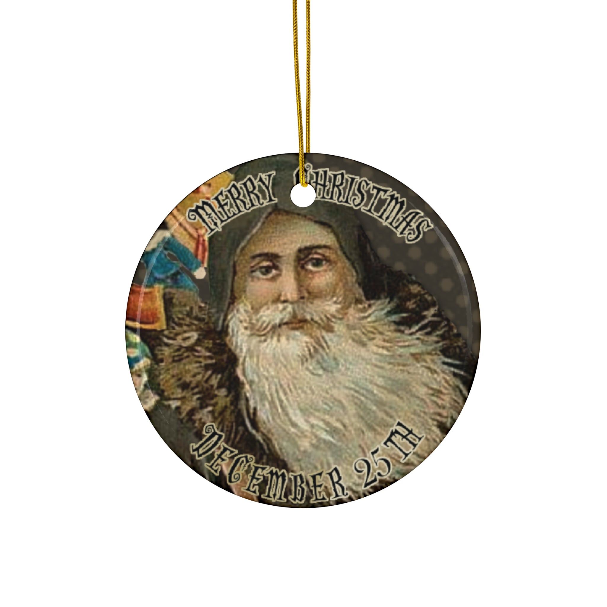 Merry Christmas Santa Ceramic Disc Ornament        Item #619508 - Buckshot's Bargain Barn