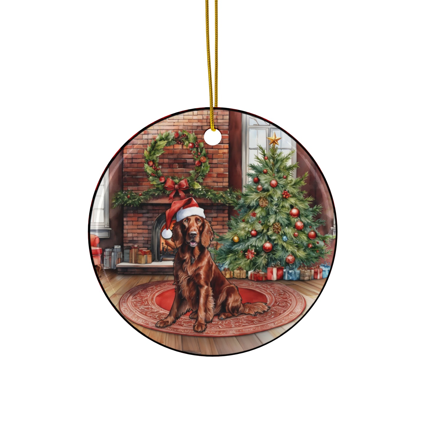 Ceramic Ornament - Irish Setter Christmas Dog       Item #2240142