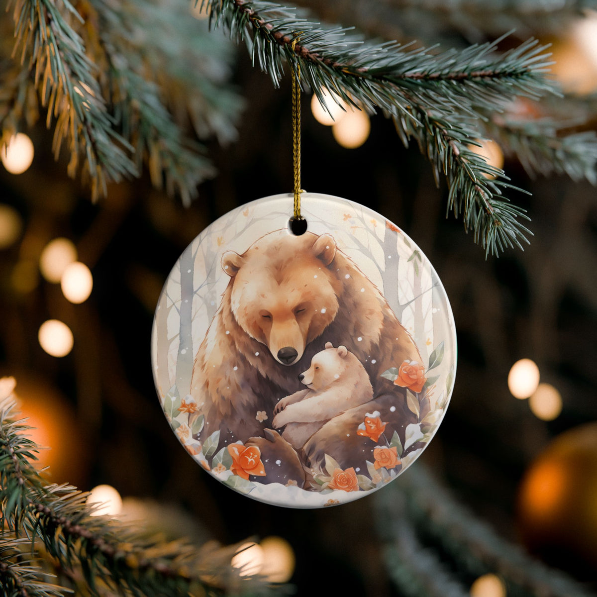 Ceramic Ornament – Mother Bear and Cub Woodland Christmas Decoration    Item #709366