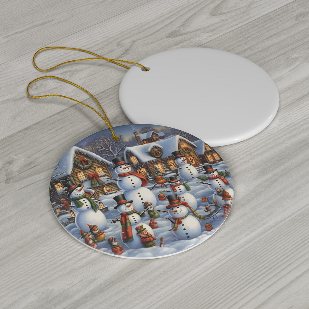 Snow Family Ceramic Disc Ornament           Item #45449
