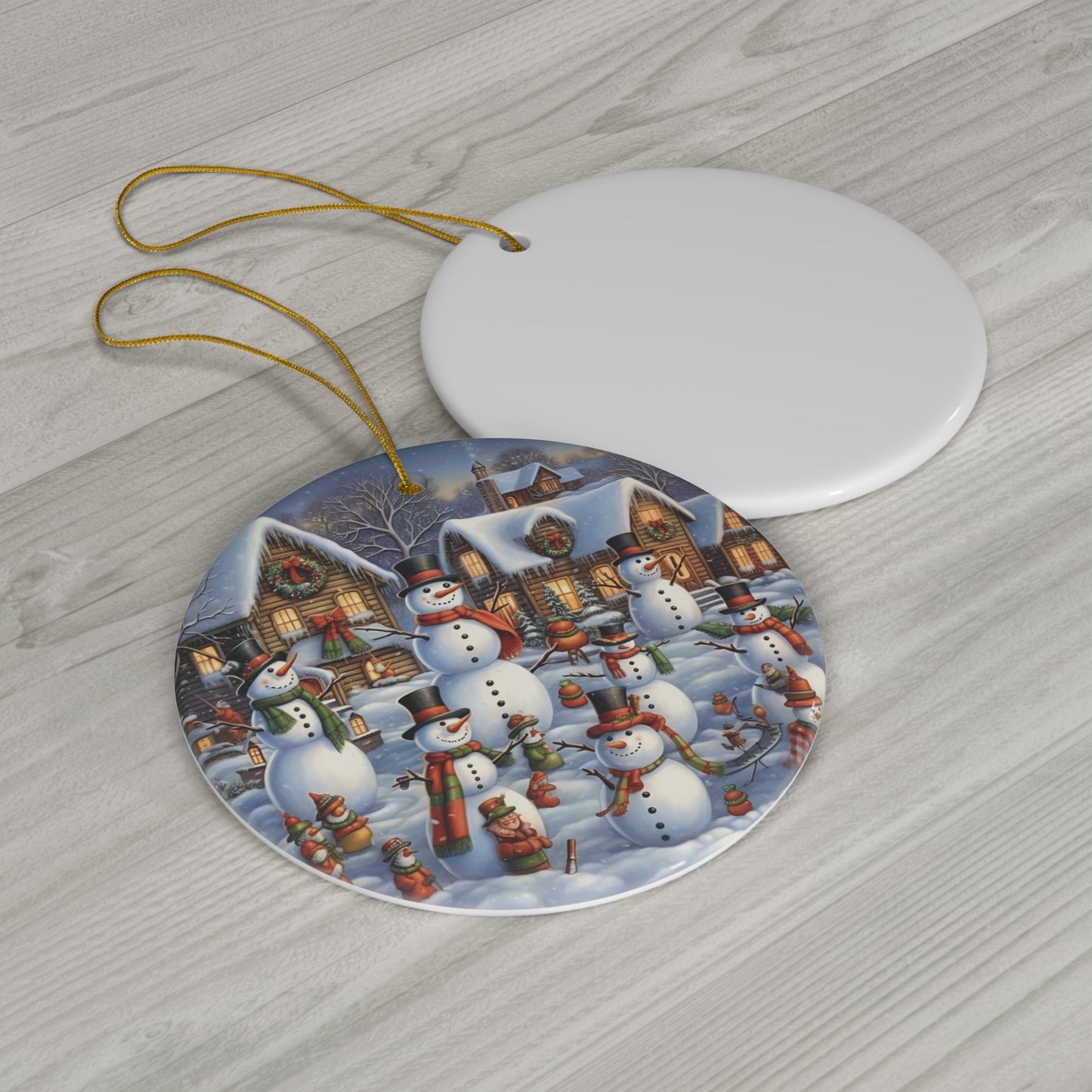 Snow Family Ceramic Disc Ornament           Item #45449