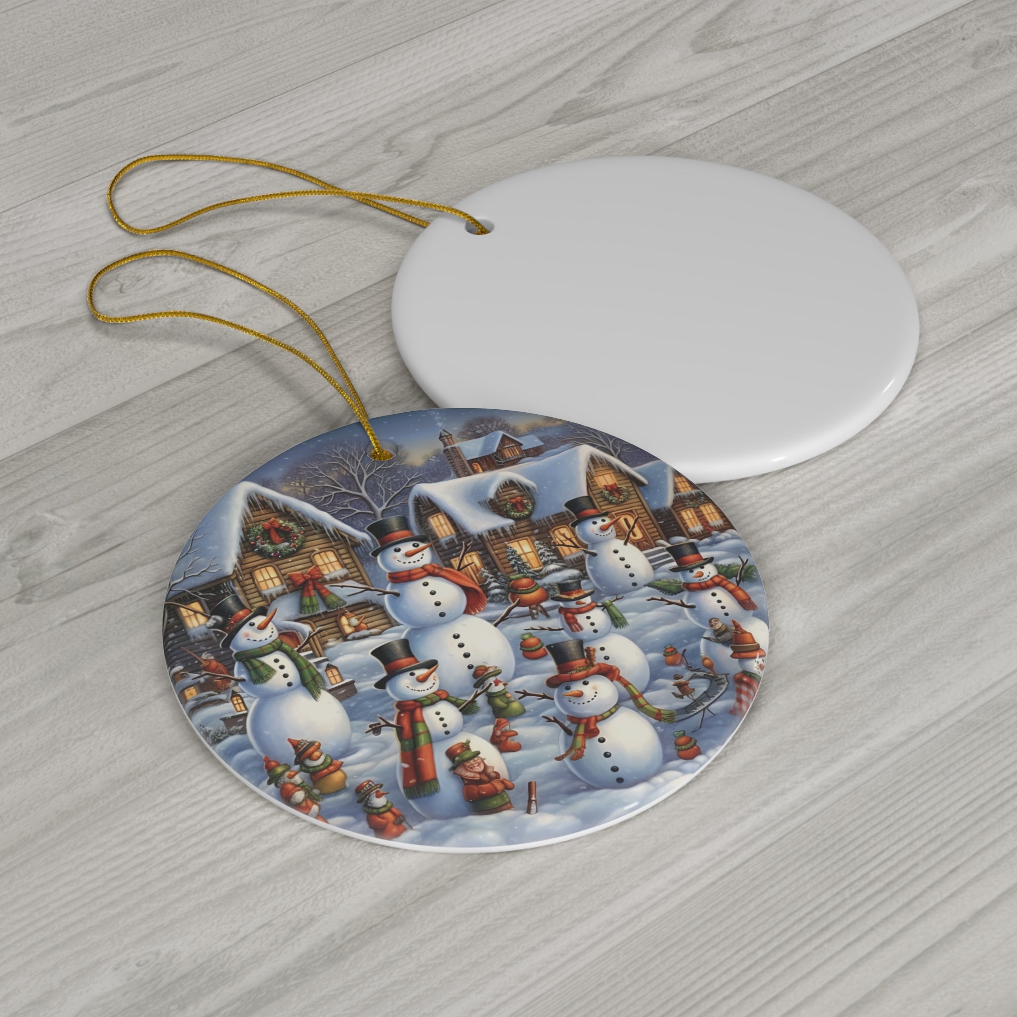 Snow Family Ceramic Disc Ornament           Item #45449