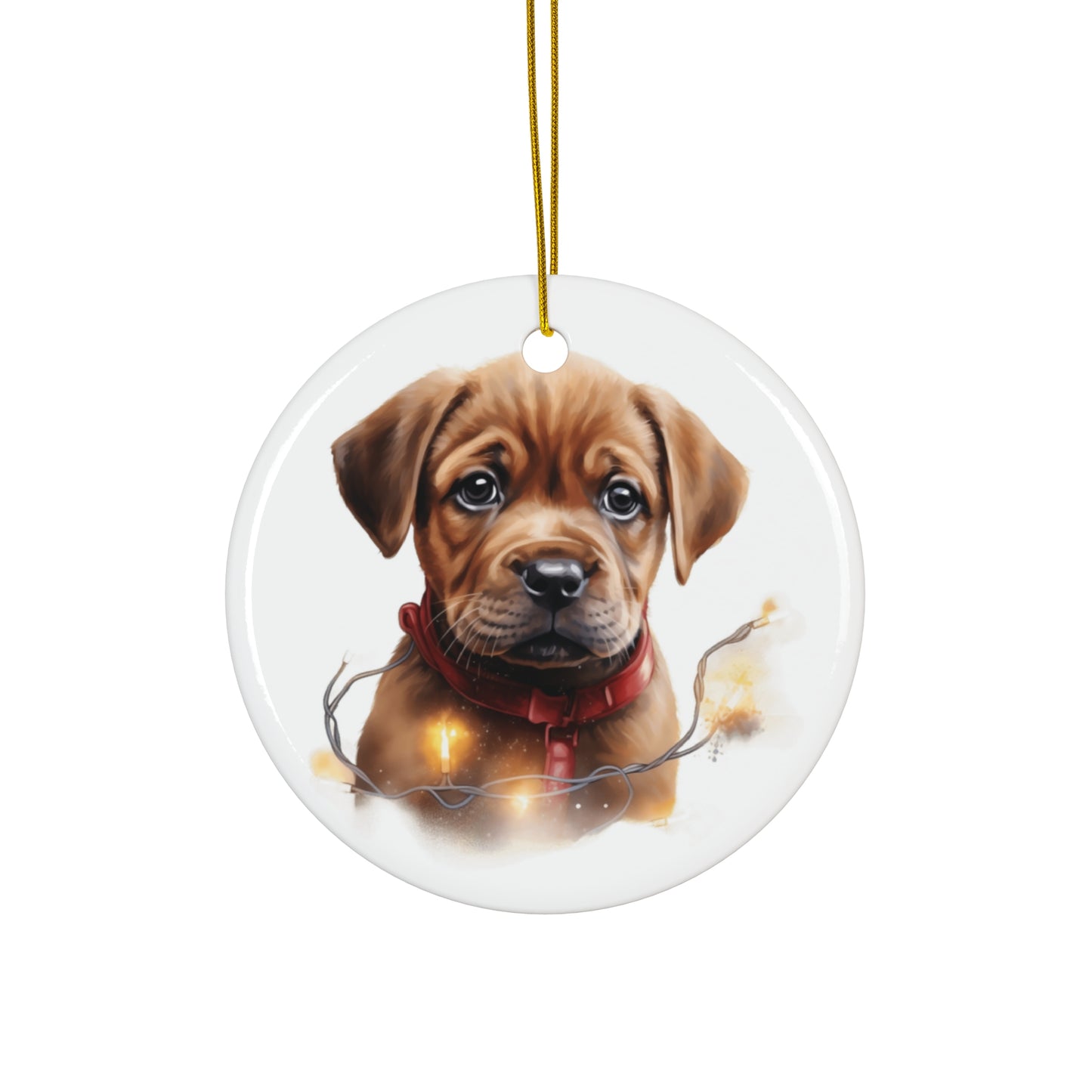 Christmas Dog Ceramic Disc Ornament              Item #4340487