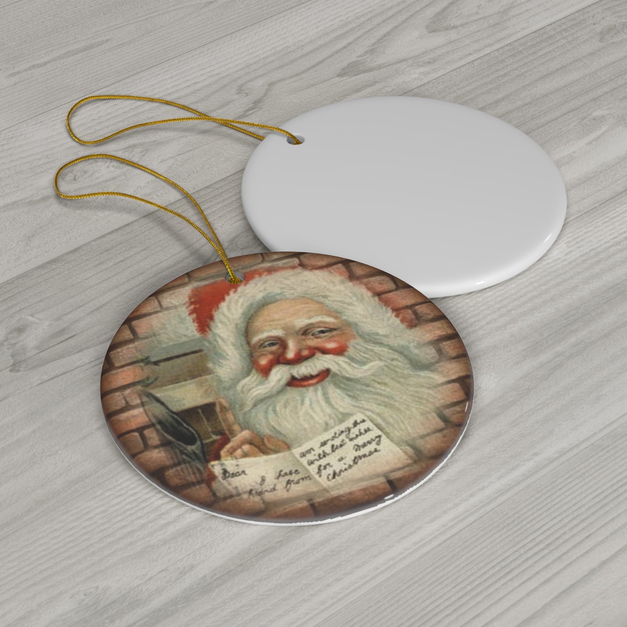 Santa Ceramic Disc Ornament      Item #302642