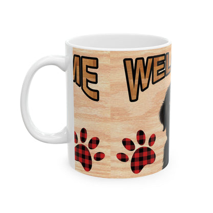 Welcome Puppy Ceramic Mug — Cute Dog Paw Print Coffee Cup 11oz   Item #376936