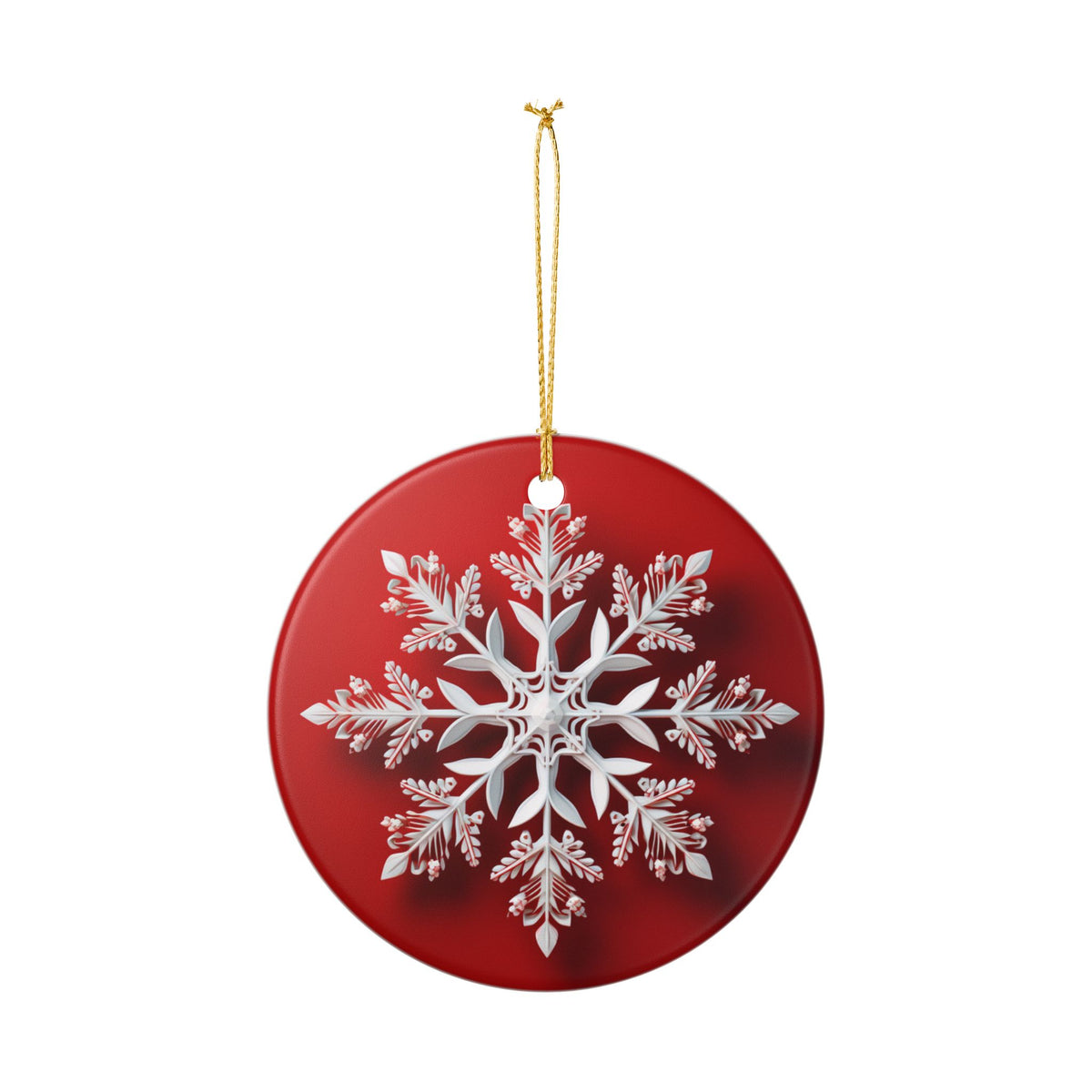 Red Snowflake Ceramic Christmas Ornament   Item #56236