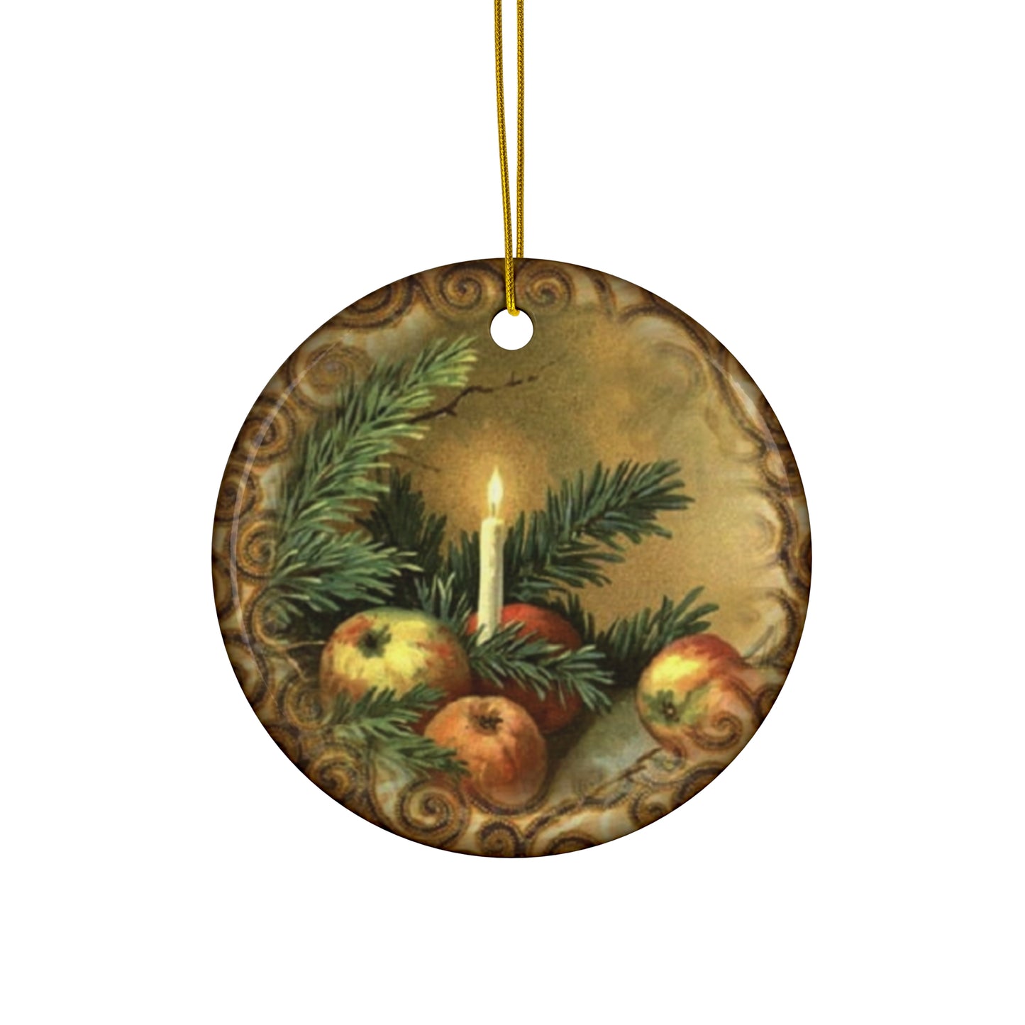 Christmas Candle Ceramic Disc Ornament          Item #5793994