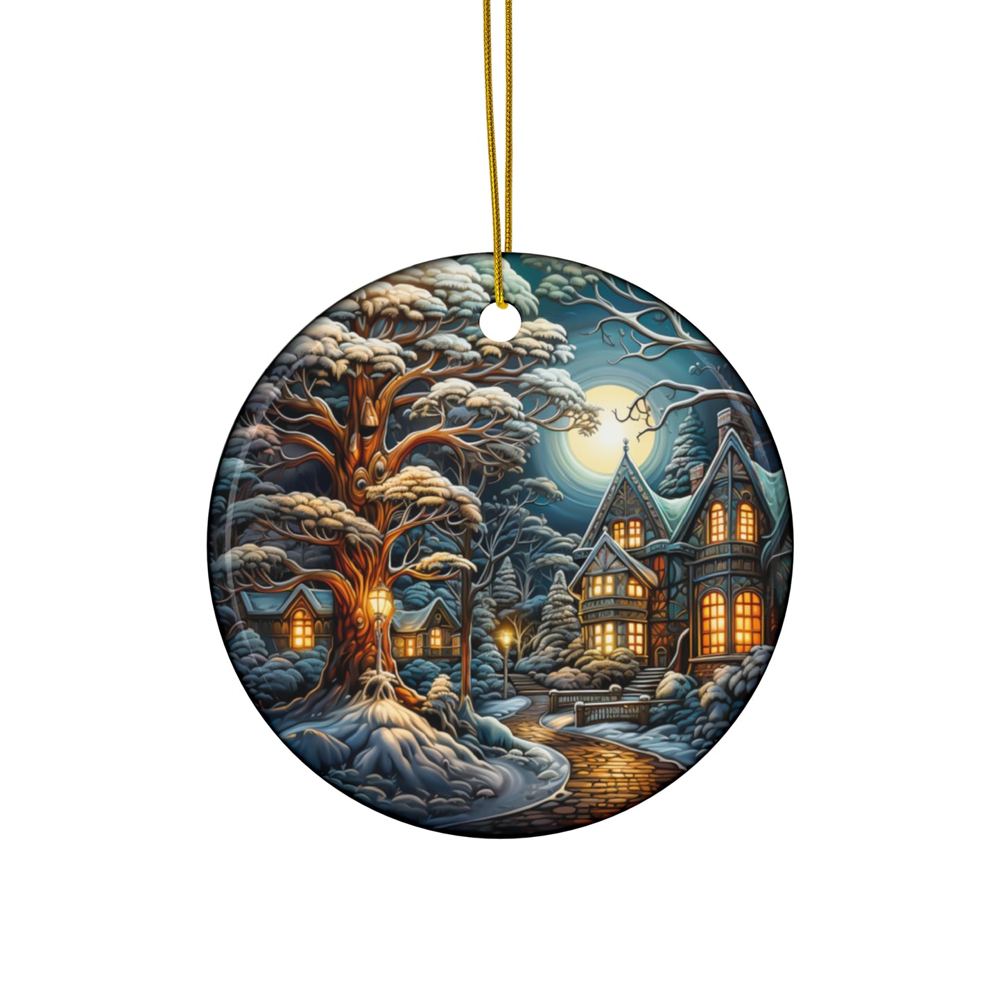 Christmas Scene Ceramic Disc Ornament     Item #2227094