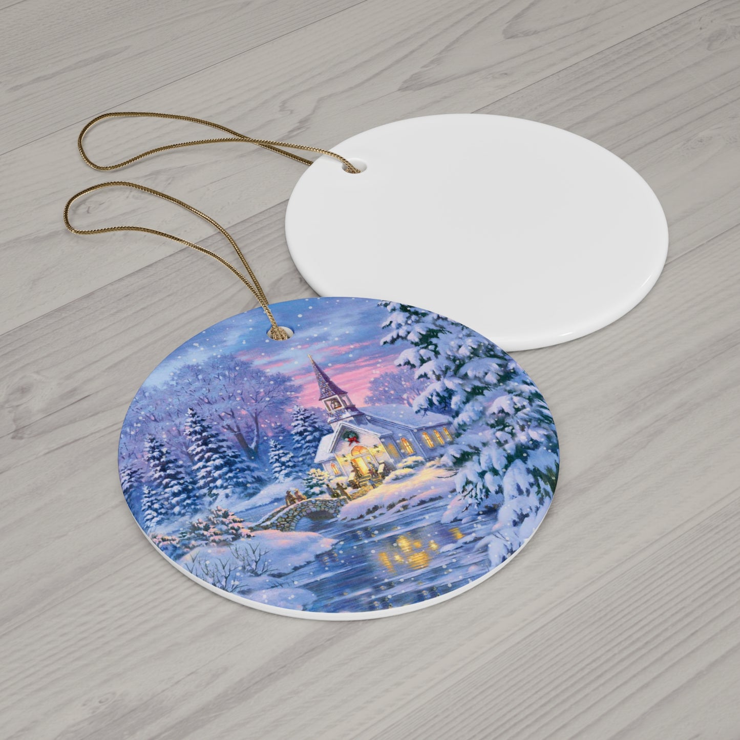 Winter Scene Ceramic Disc Ornament     Item #934274