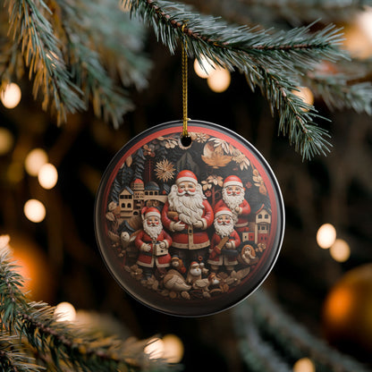 Vintage Santa Claus Family Christmas Ceramic Ornament    Item #28437