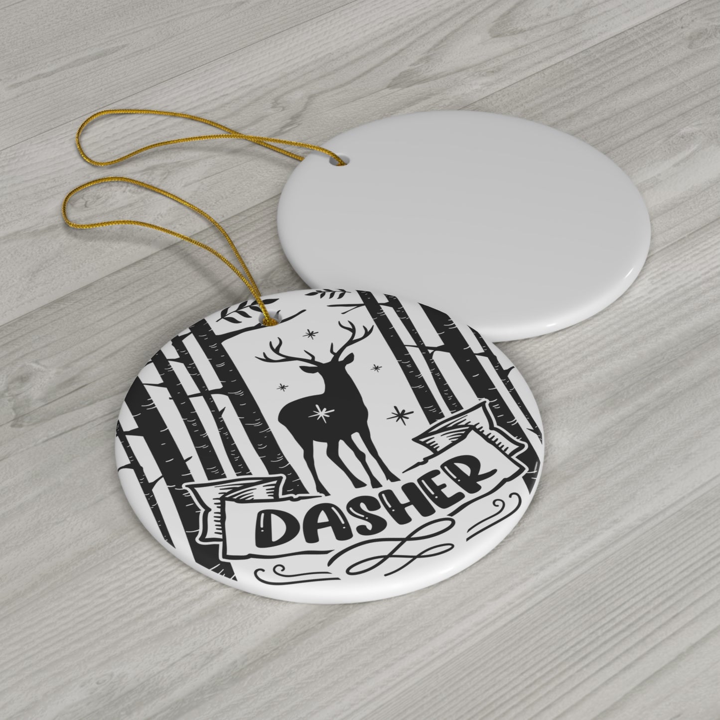 Dasher Ceramic Disc Ornament           Item #8860338