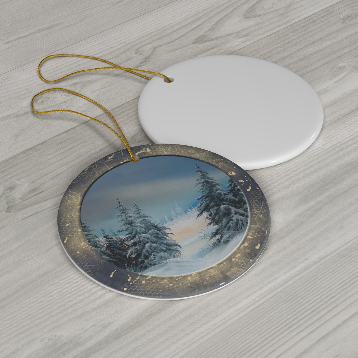 Winter Scene Ceramic Disc Ornament          Item #8434972